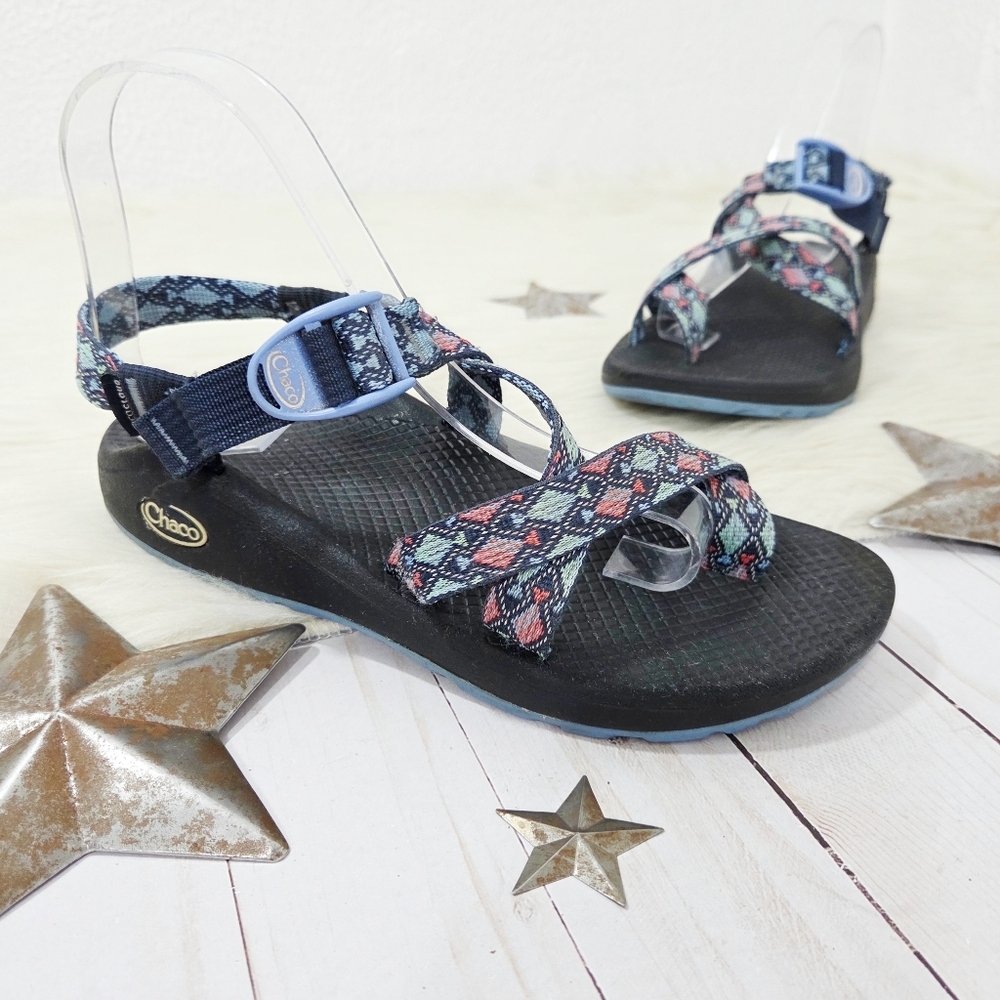 Chaco Women's ZCloud 2 Sandals Trace Eclipse Navy Blue Mint Green Size 7